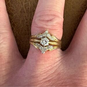 Elegant Natural Diamond 14k Gold Women's Wedding Set